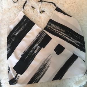 Veronica M black and white halter top